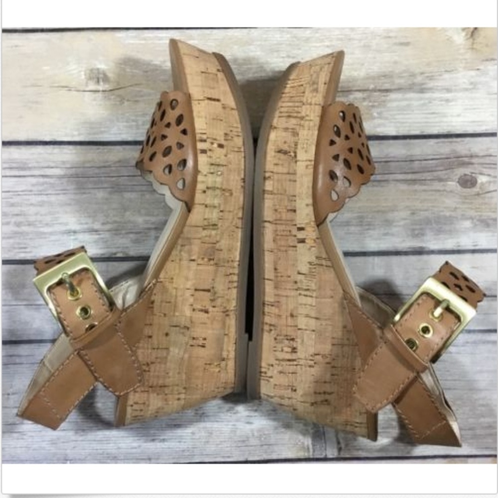 Franco Sarto Womens Leather Sandal Wedge Cork Heel - Picture 8 of 8